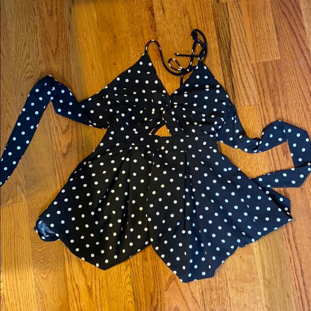 LF OPEN BACK POLKA DOT ROMPER